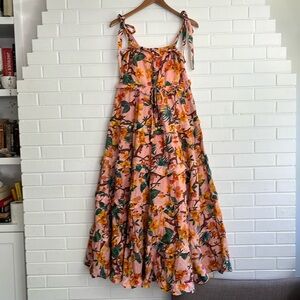 AMAZING FARM RIO ANTHROPOLOGIE dress!! Adjustable bow straps, long and luscious